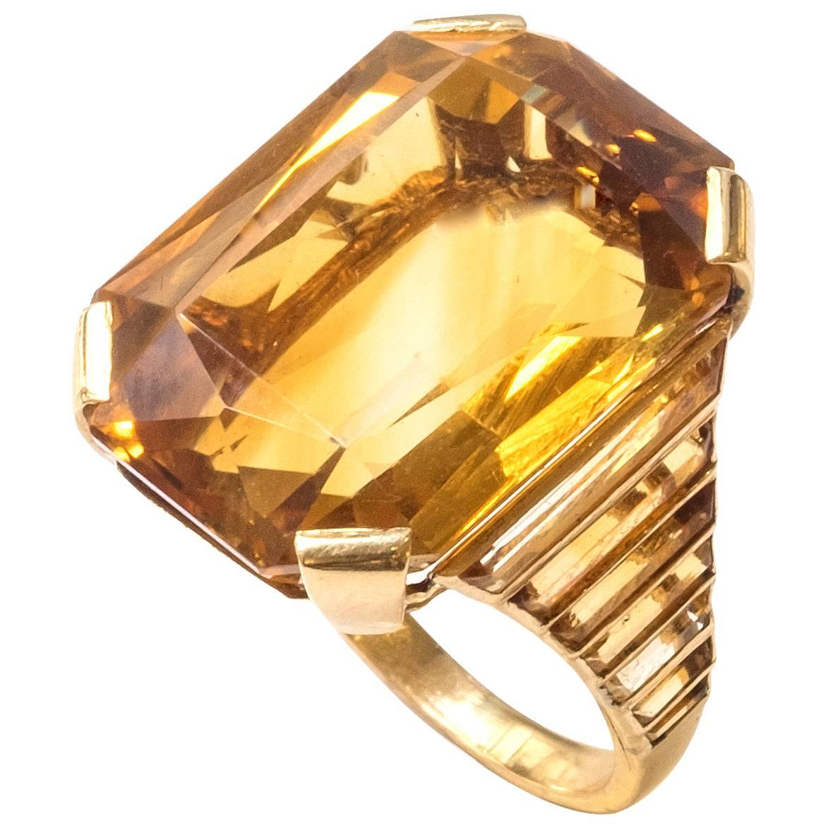 1935 Rene Boivin Citrine Gold cocktail ring  For Sale