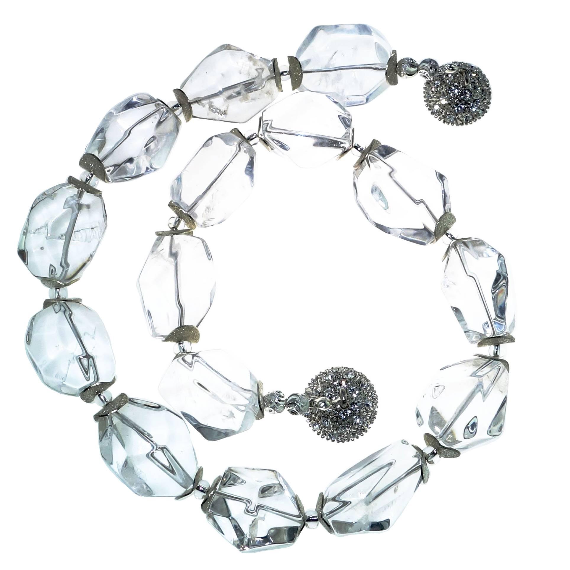 Faceted Quartz Crystal Nugget Necklace