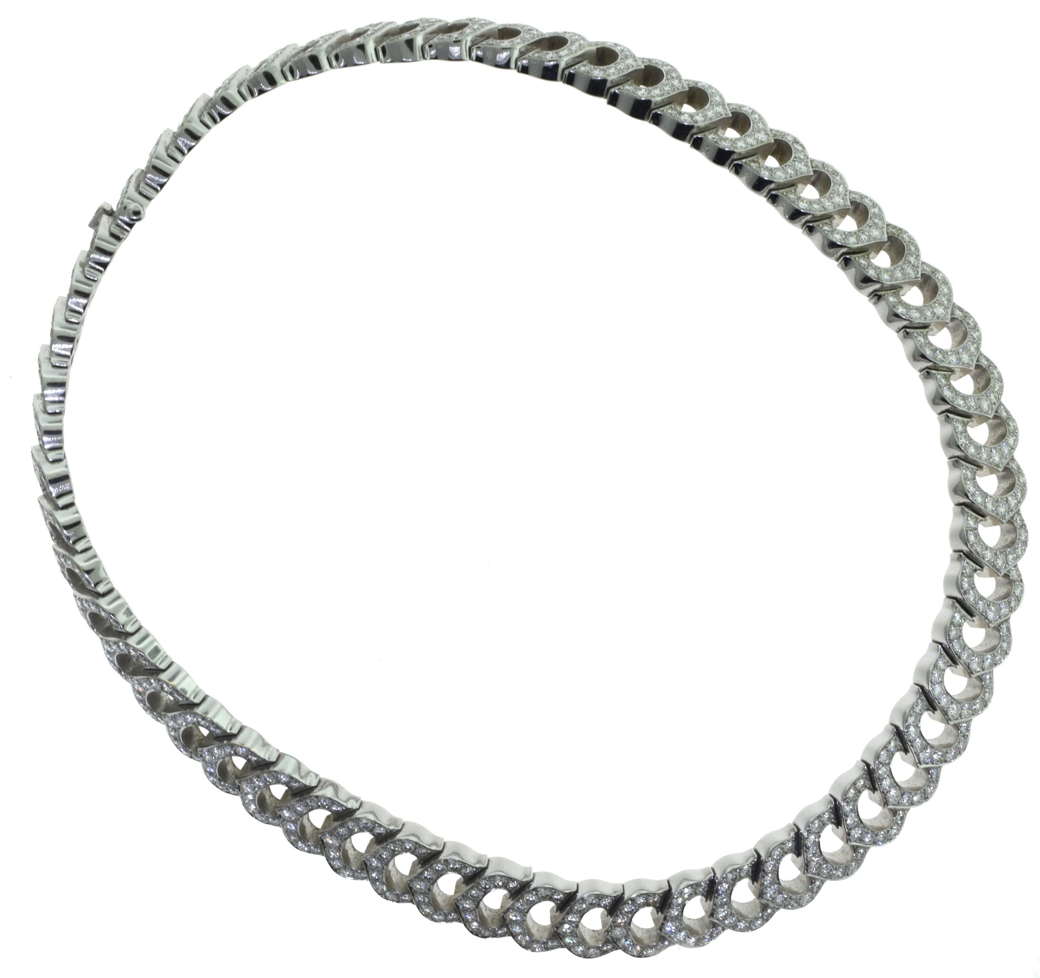 Cartier 'C De Cartier' White Gold Diamond Choker Necklace For Sale 1