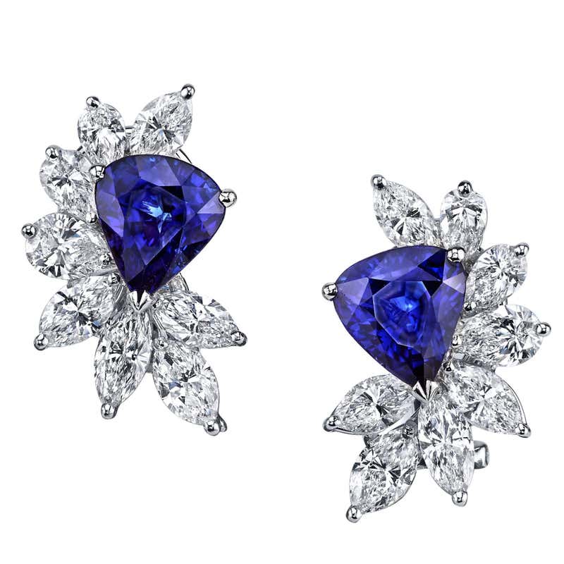 Sapphire cluster earrings Clearance