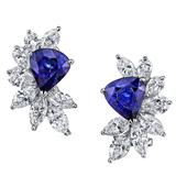 Spectaculaires boucles d'oreilles en grappe de saphirs bleus et de diamants