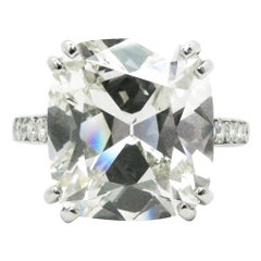 8.52 Carat GIA Antique Cushion Cut Diamond and Platinum Pave Ring