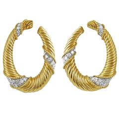 Van Cleef & Arpels Diamond Gold Ear Hoops 3