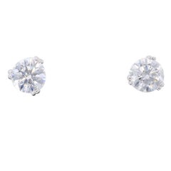 Certified Double Prong Martini Diamond Platinum Stud Earrings