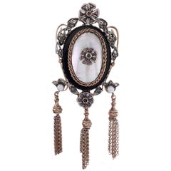 Pierres blanches Saphir Broche et collier en argent et or