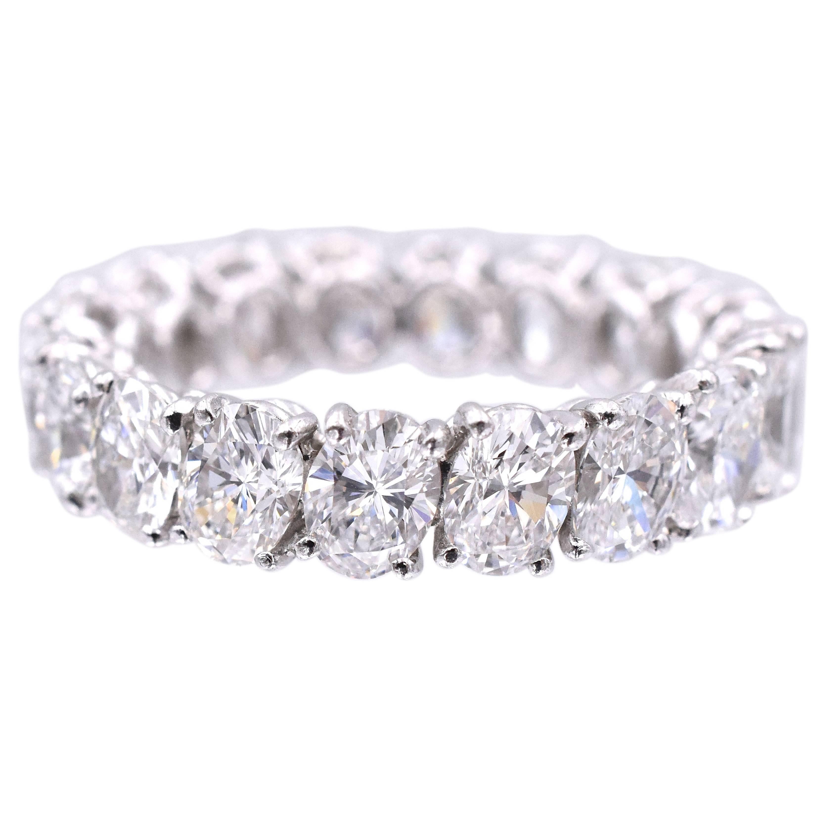 Nally 5.05 Carat Oval Shape Diamond Platinum Band Ring For Sale