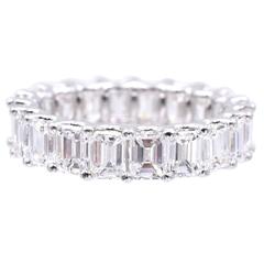 Nally 5.40 Carats Emerald Cut Diamonds Platinum Eternity Band Ring 3