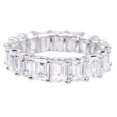 Nally Emerald Shape Diamond Platinum Anniversary Band Ring 10