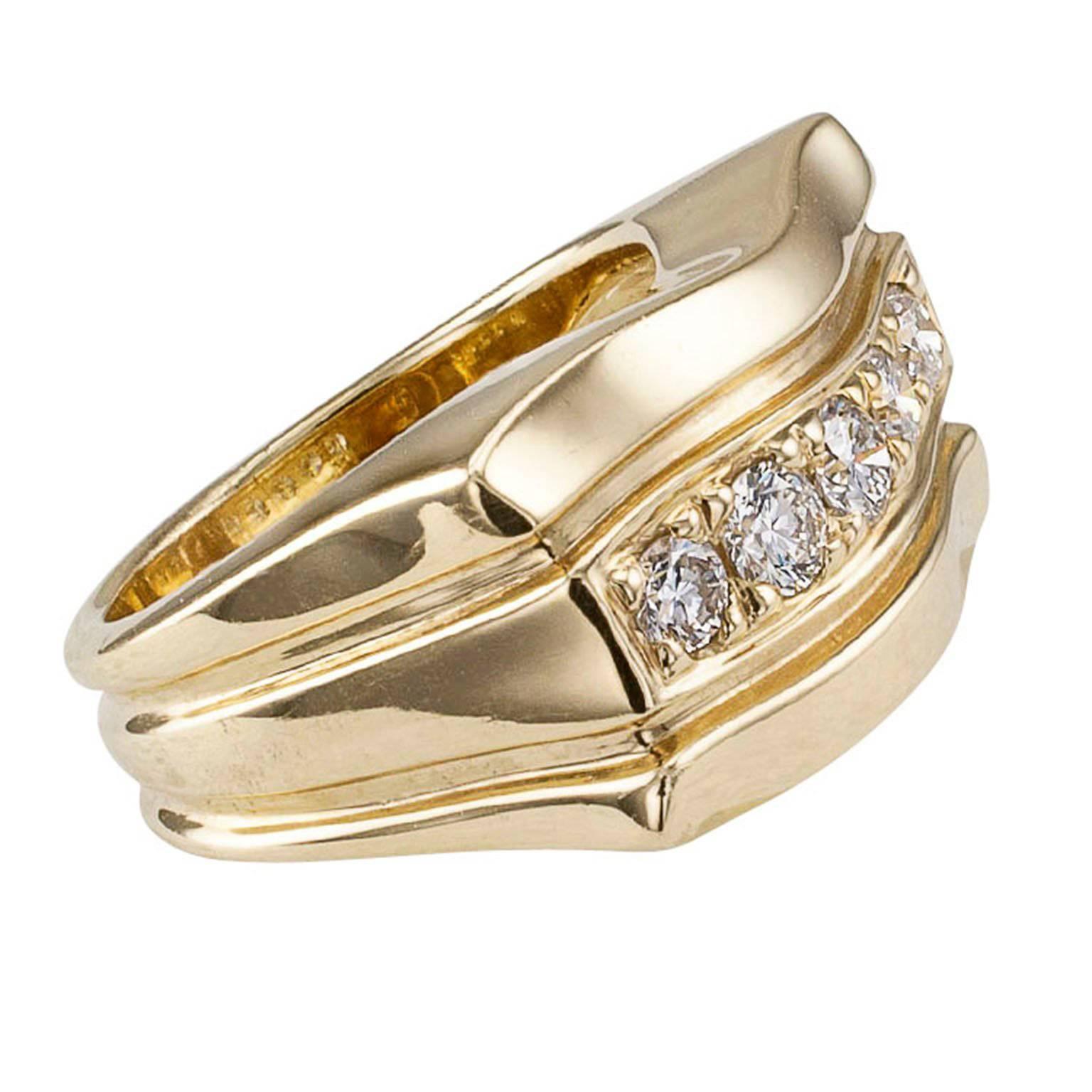 Women's or Men's Rigoberto Diamond Gold Ring