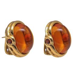Palmeira Cabochon Citrine Topaz Gold Earrings 10