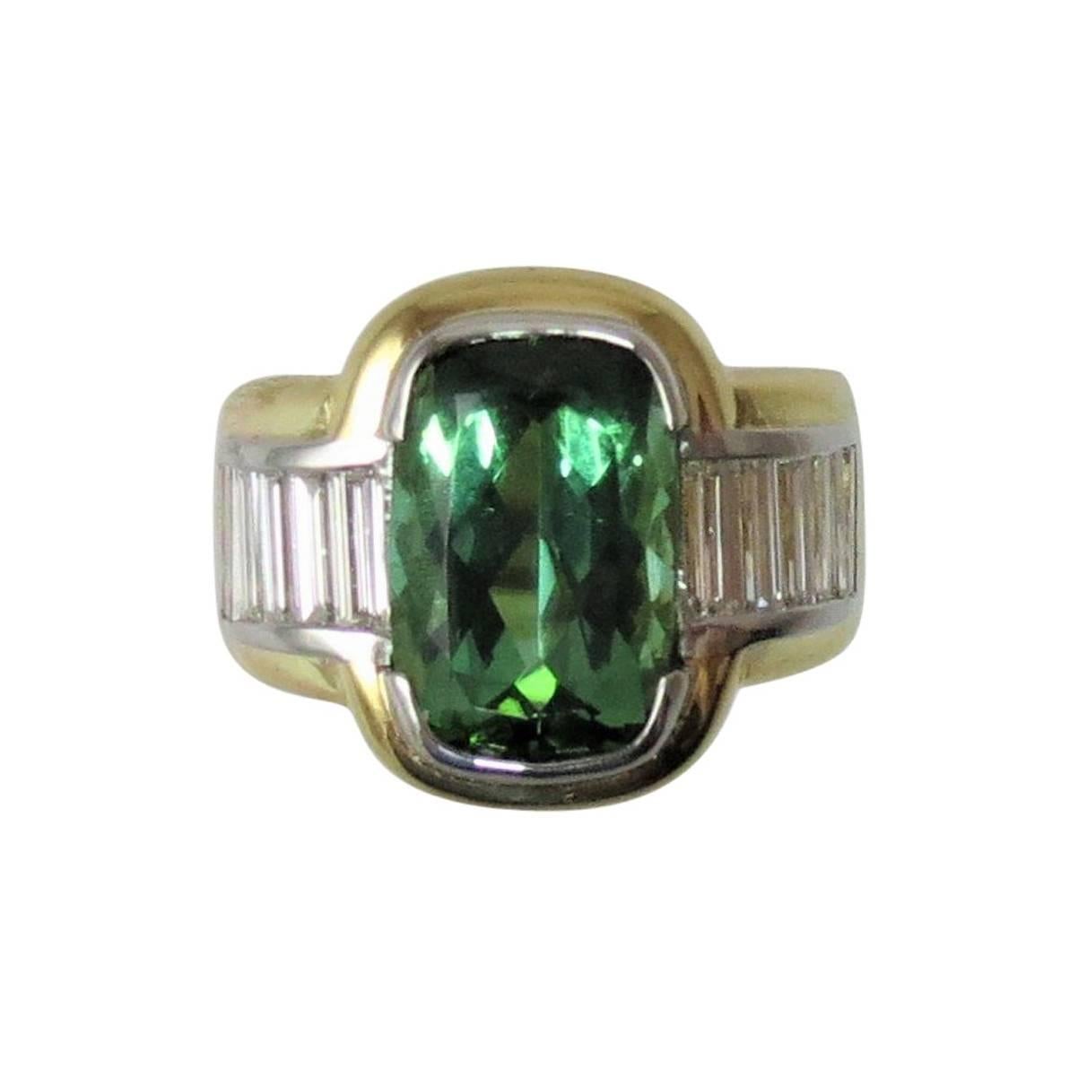 Green Tourmaline  Diamond Ring by Susan Berman For Sale