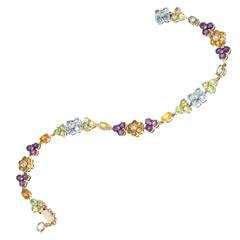 Multi-Color Gemstone Spring Gold Bracelet