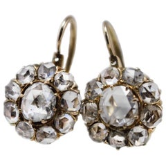 Vintage KT 4, 00 Old Cut Diamond Daisy Gold  Earrings