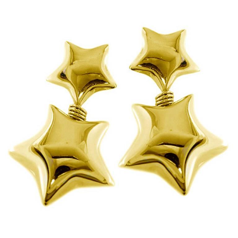 Gold Star Drop Earrings For Sale