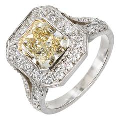 Peter Suchy 2.06 Carat Fancy Yellow Diamond Halo Platinum Engagement Ring 5