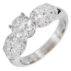 Vintage GIA Certified .81 Carat Diamond Pave Gold Engagement Ring