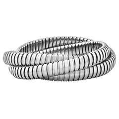 Handmade Sterling Silver Three-Strand Tubogas Rolling Bangle Bracelet