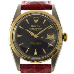 Rolex Yellow Gold Stainless Steel Datejust Big Bubbleback Wristwatch Ref 6075 2