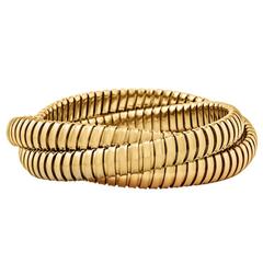 Steven Fox Handmade Gold Three Strand 9 MM Tubogas Rolling Bangle Bracelet 4
