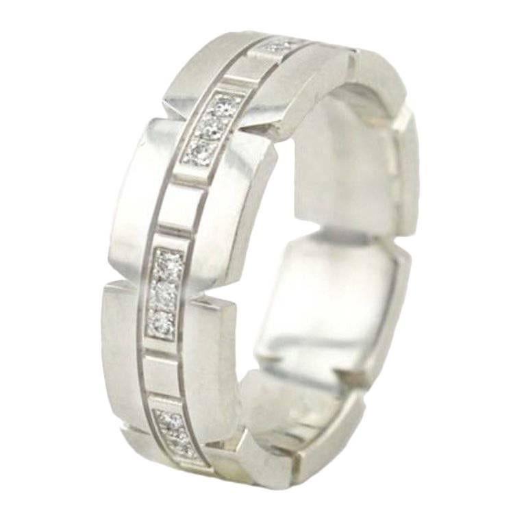 Cartier White Gold Tank Francaise Ring For Sale