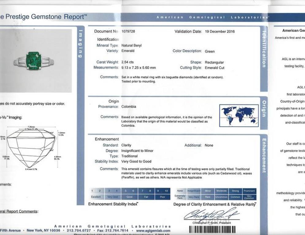 Women's Colombian Emerald Diamond Platinum Engagement Ring