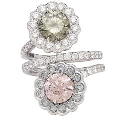 GIA Bypass-Ring, GIA Fancy Color Diamant Gold Blume