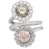 GIA Bypass-Ring, GIA Fancy Color Diamant Gold Blume
