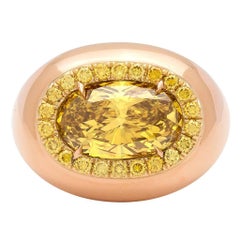 GIA 3.46 Carat Fancy Color Diamond Gold Ring