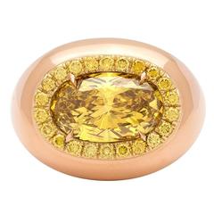 GIA 3.46 Carat Fancy Color Diamond Gold Ring 9