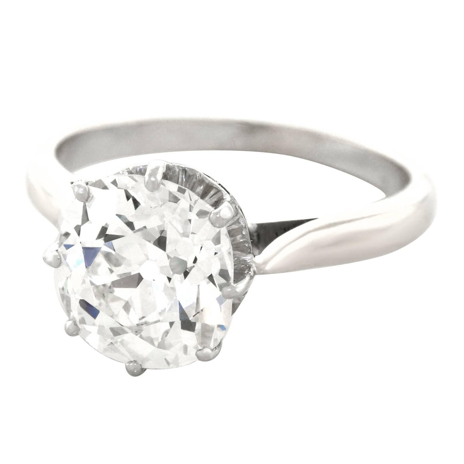Superb 3.15 Carat Art Deco Diamond Ring GIA