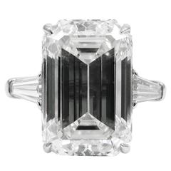 8.00 Carat Emerald Cut Classic Diamond and Platinum Ring GIA 12