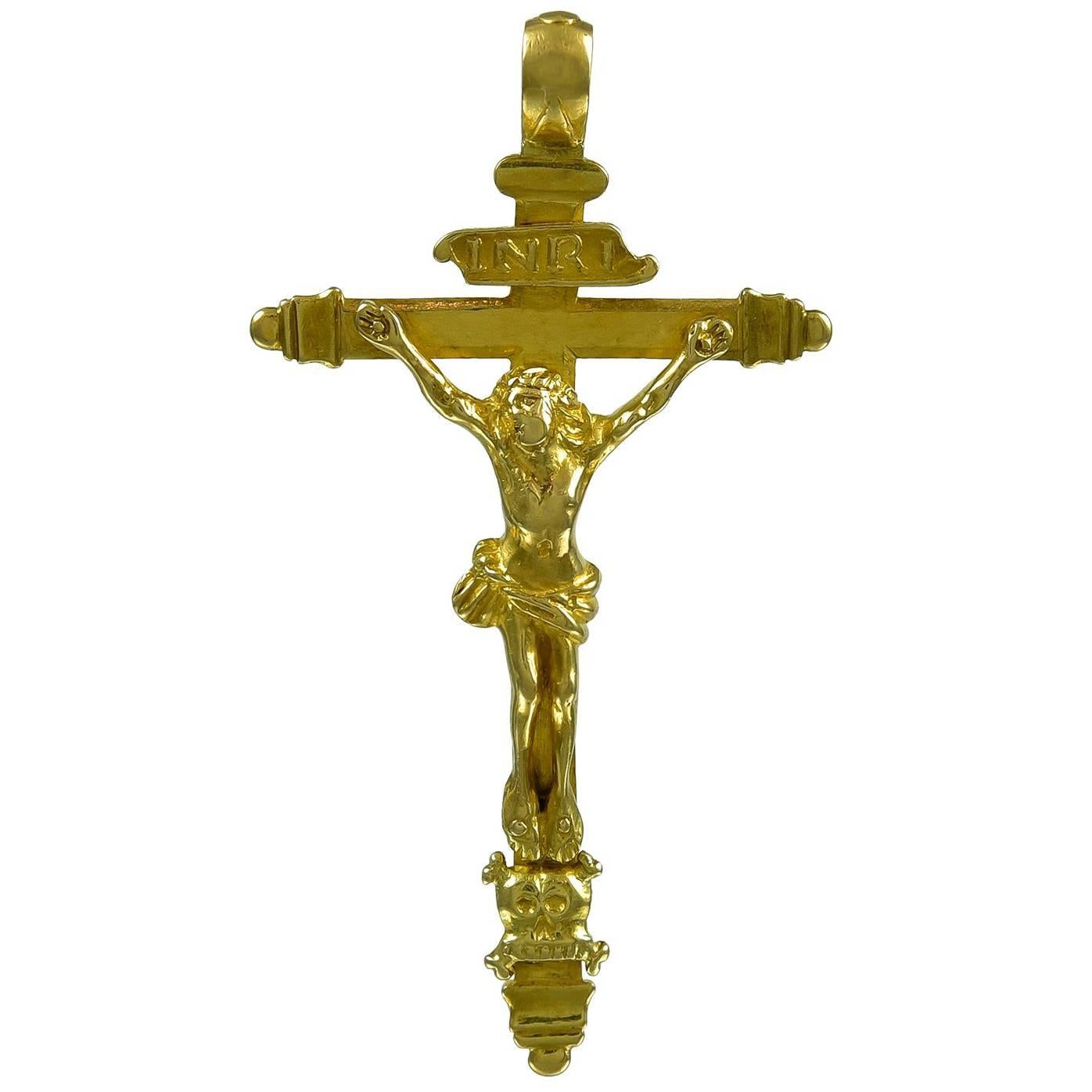 Much Cherished Gold Crucifix from the Mid-18th Century