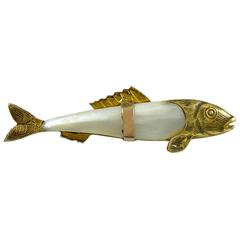 Smallest Gold and Pearl Fish Brooch in the World