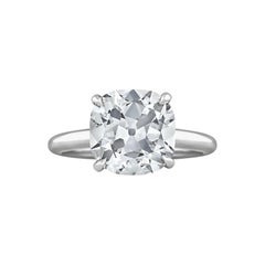 Art Deco 4.14 Carat Cushion Cut Diamond Engagement Ring 4