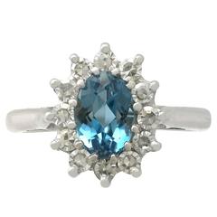 1973 1.07 Carat Aquamarine and 0.36 Carat Diamond, 18 k White Gold Dress Ring 2