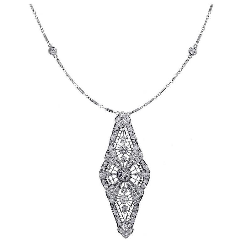 2.01 Carat Round Diamond D Internally Flawless Platinum Pendant