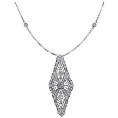 1.50 Carat Diamond Platinum Pendant Necklace 7