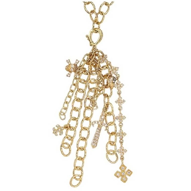 Loree Rodkin Diamond Gold Charm Tassel Pendant Necklace at 1stDibs