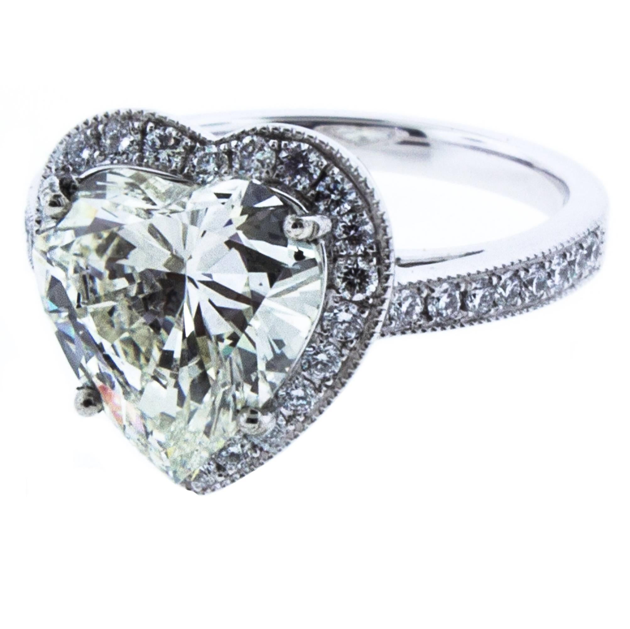 Danuta GIA Certified 3.60 Carat Diamond Heart platinum Ring  