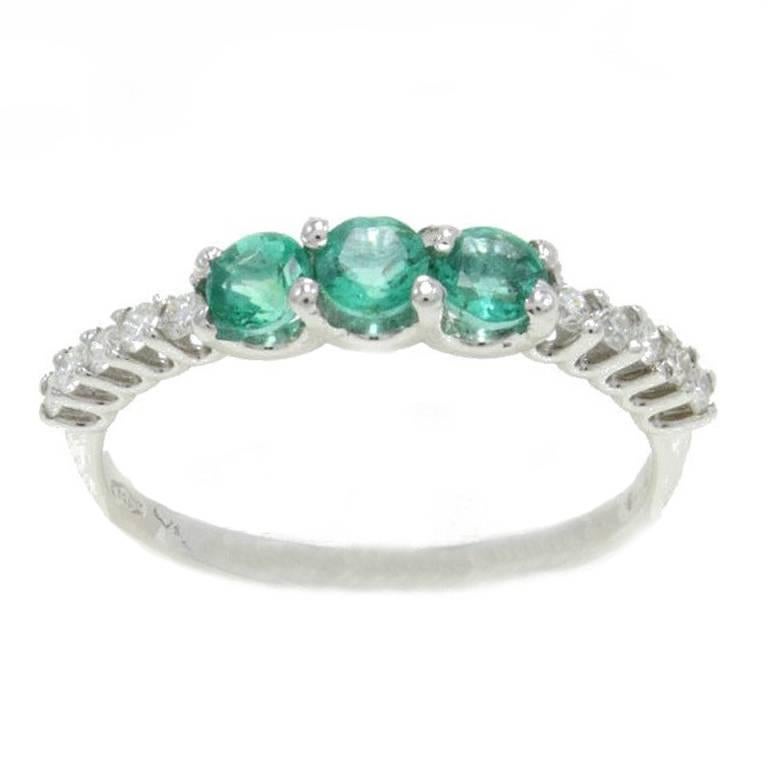 Luise Diamonds Emeralds Gold Ring