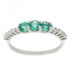 Luise Diamonds Emeralds Gold Ring
