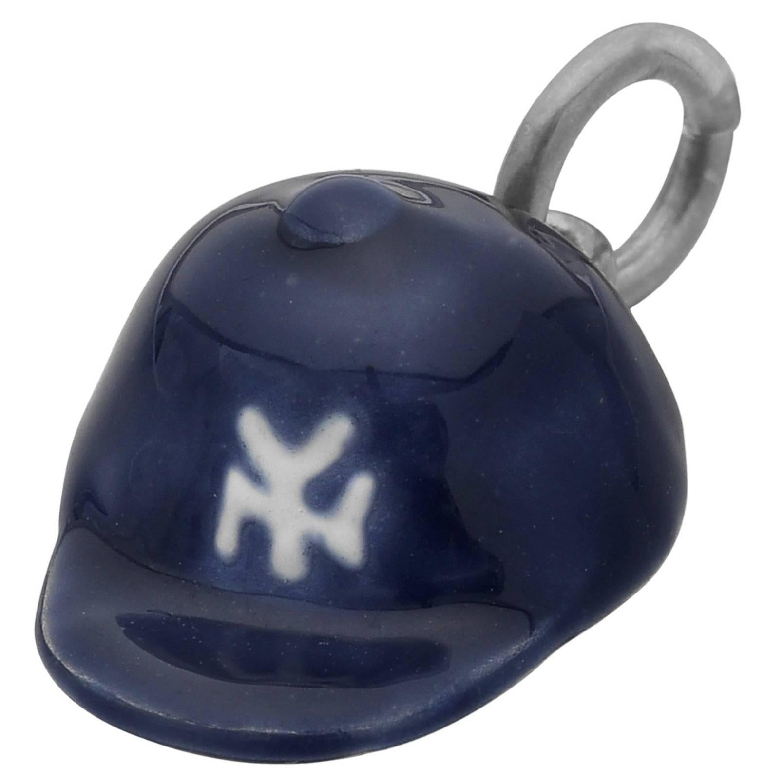Deakin & Francis Sterling Silver Enamel Yankee Baseball Cap Charm