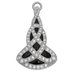 Onyx Diamond Platinum Scroll Pendant