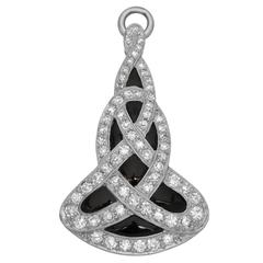 Onyx Diamond Platinum Scroll Pendant 6