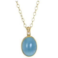 Faye Kim Aquamarine Moonstone Gold Pendant