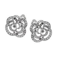 Chanel Comete Star Diamond 18k White Gold Stud Earrings