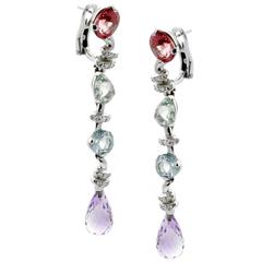 Chanel Diamond Gemstone Drop Earrings 3