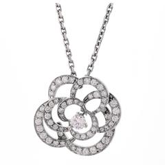 Chanel Camellia Flower Diamond Pendant Necklace 9