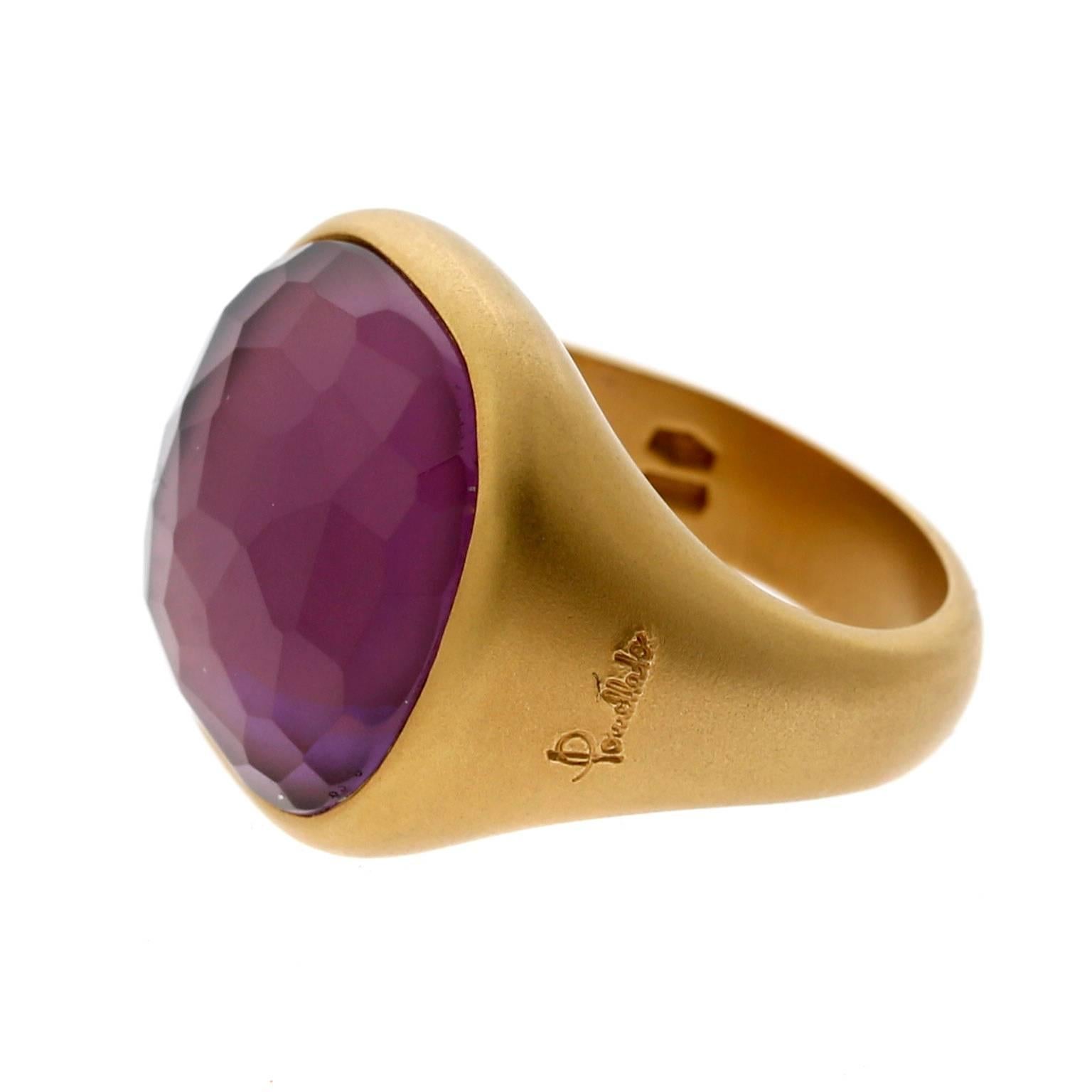 A fabulous Pomellato ring featuring a faceted amethyst stone set in 18k rose gold. Size 6.5

Pomellato Retail: 5500 + Tax