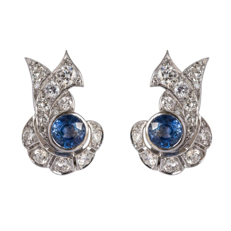 French Art Deco Shire And Diamond Earrings For At 1stdibs French Art Deco Shire And Diamond Earrings For